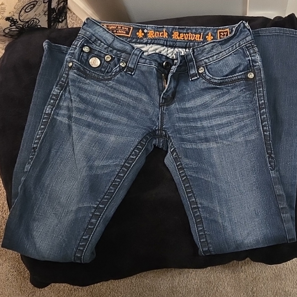 Rock Revival Dark Blue Straight Leg Jeans